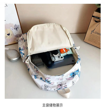Stitch Cartoon Backpack Spacious Daypack Kawaii Lightweight Design Waterproof College Bag Functional Travel Essential 2025