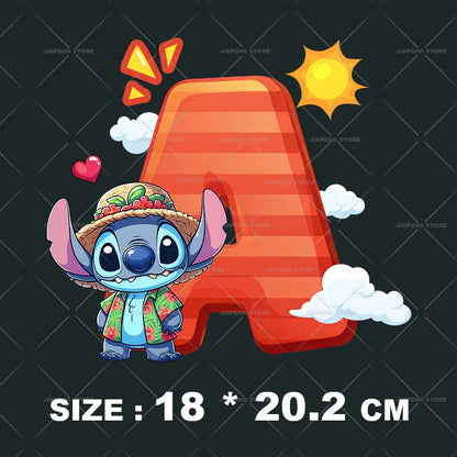 Cartoon Stitch Patches for Clothes Heat Transfer Patch On Clothing Stickers DIY T-Shirt Hoodies Accessory A-Z 26 English Letters