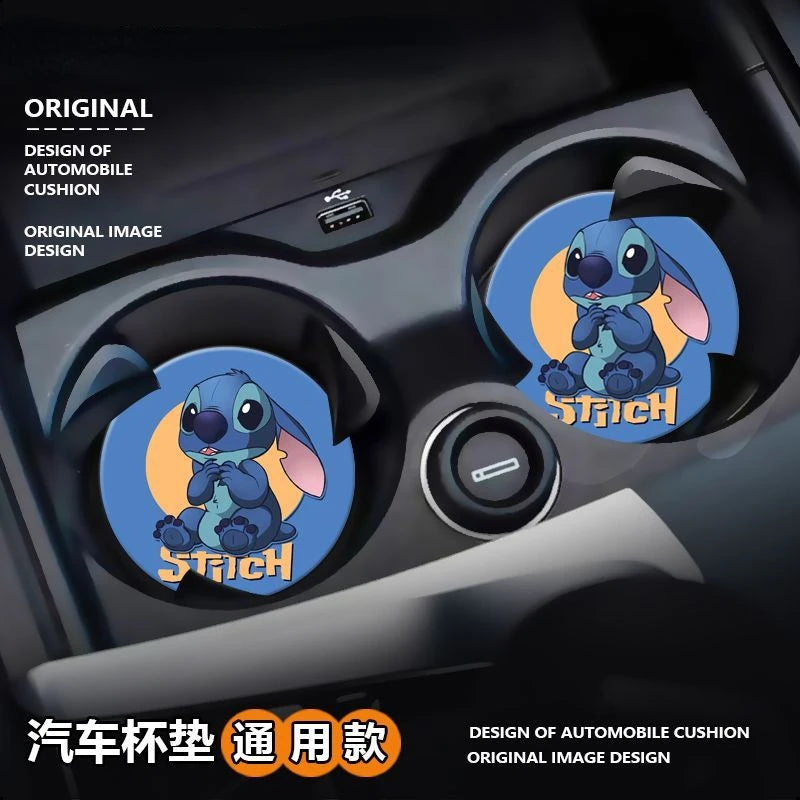 Stitch cute cartoon animation peripheral car storage non-slip mat car interior decoration creative personality water coaster