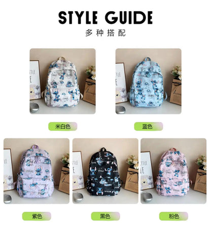 Stitch Cartoon Backpack Spacious Daypack Kawaii Lightweight Design Waterproof College Bag Functional Travel Essential 2025