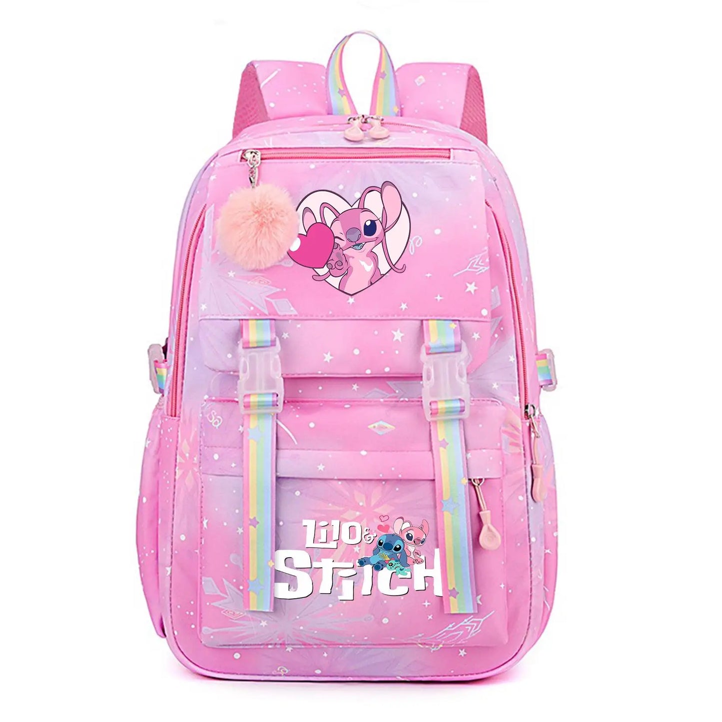 Stitch Large Capacity Backpack Casual Nylon Cute Daypack Cartoon Anime Schoolbag Girl Travel Commute Knapsack Mochila