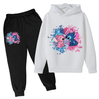 Stitch Man Spring and Autumn Boys and Girls Fashion Casual Sports Hoodies and Pants Set
