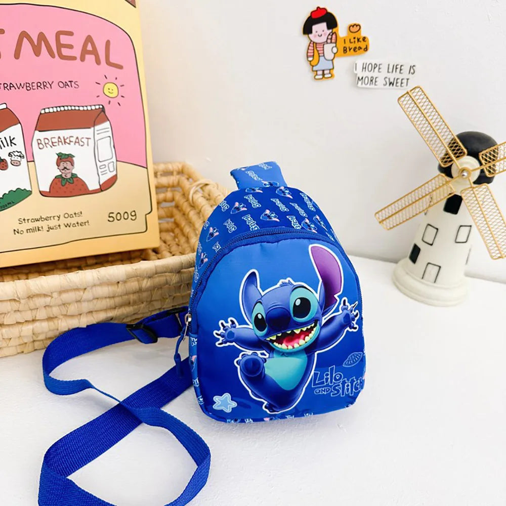 Stitch Cute Cartoon Shoulder Bag Kawaii Chest Bag Portable Travel Satchel Outdoor Tote Purse Children's Backpacks Christmas Gift