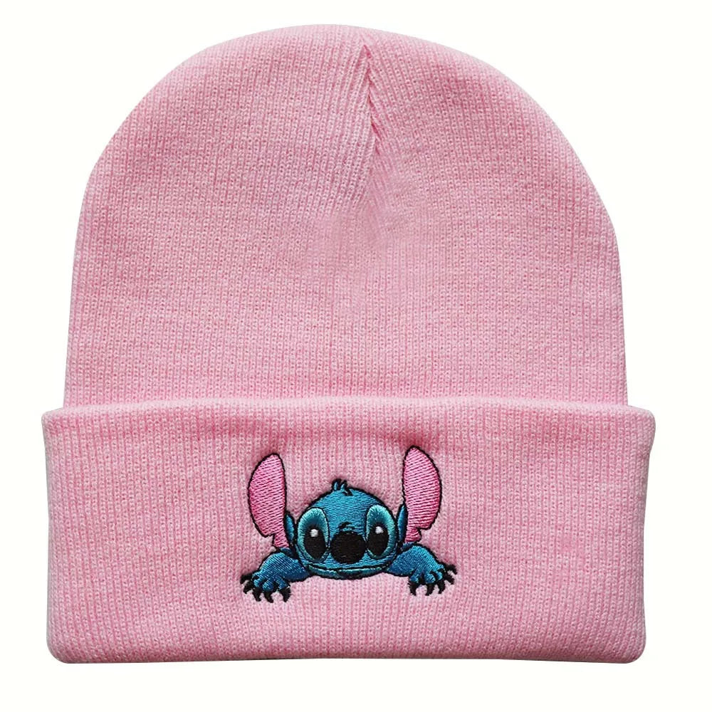 New Stitch Men Women Hat Fall Winter Trend Cartoon Woolen Hat Embroidery Student Knitted Hat Thermal Pullover Hat Children Gift