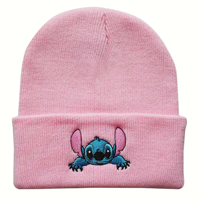 New Stitch Men Women Hat Fall Winter Trend Cartoon Woolen Hat Embroidery Student Knitted Hat Thermal Pullover Hat Children Gift