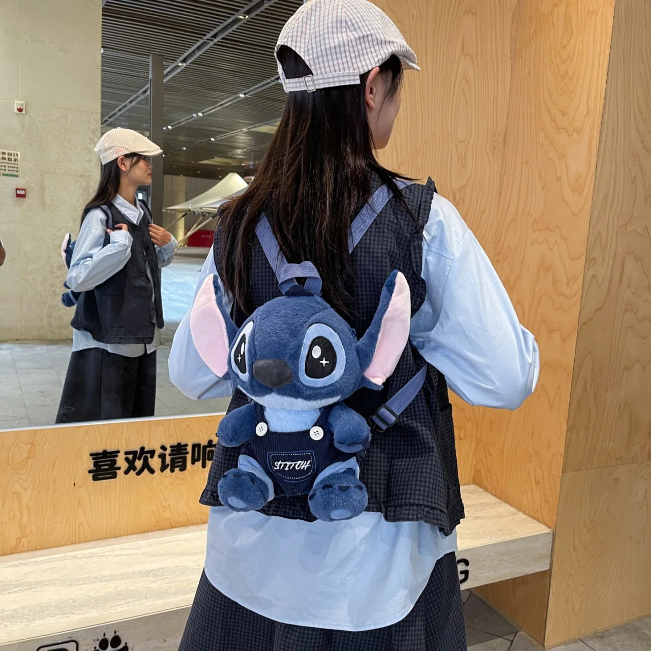 New Stitch Plush Backpack Ins Japanese Blue Stitch Stuffed Plush Dolls Toys Student Backpack Kindergarten Bag Christmas Gift