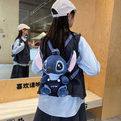 New Stitch Plush Backpack Ins Japanese Blue Stitch Stuffed Plush Dolls Toys Student Backpack Kindergarten Bag Christmas Gift
