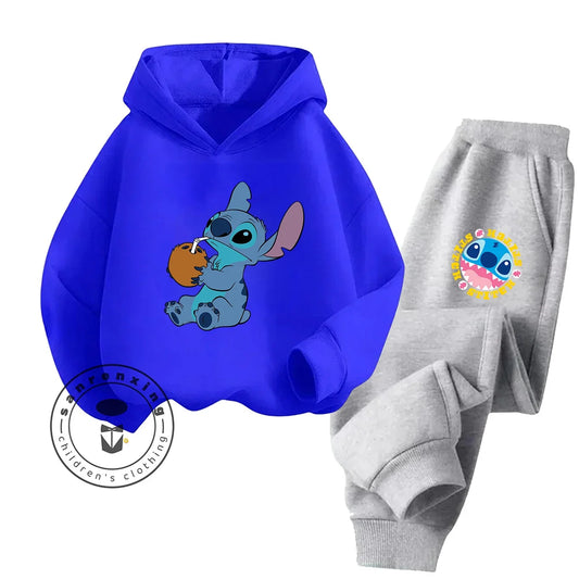 Stitch Fashion 2025 Cartoon Printed Hoodie Set 2D For Children Teenagers Boys Girls Casual Hot Sale Autumn Winter