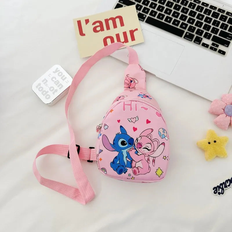 Kids Stitch Shoulder Bags Cartoon Chest Bag for Boys Girls Travel Satchel Casual Portable Totes Kawaii Backpacks Birthday Gifts
