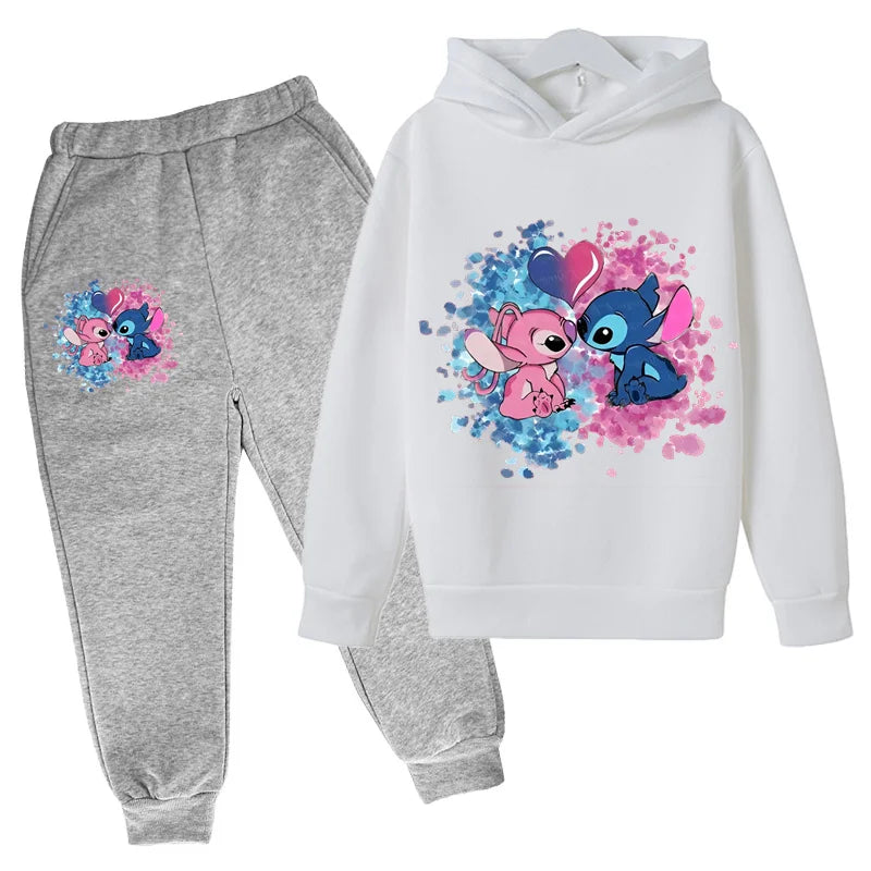 Stitch Man Spring and Autumn Boys and Girls Fashion Casual Sports Hoodies and Pants Set
