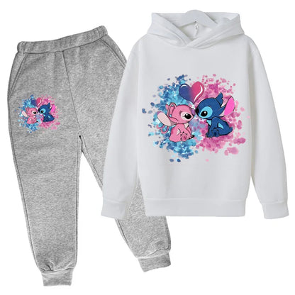 Stitch Man Spring and Autumn Boys and Girls Fashion Casual Sports Hoodies and Pants Set