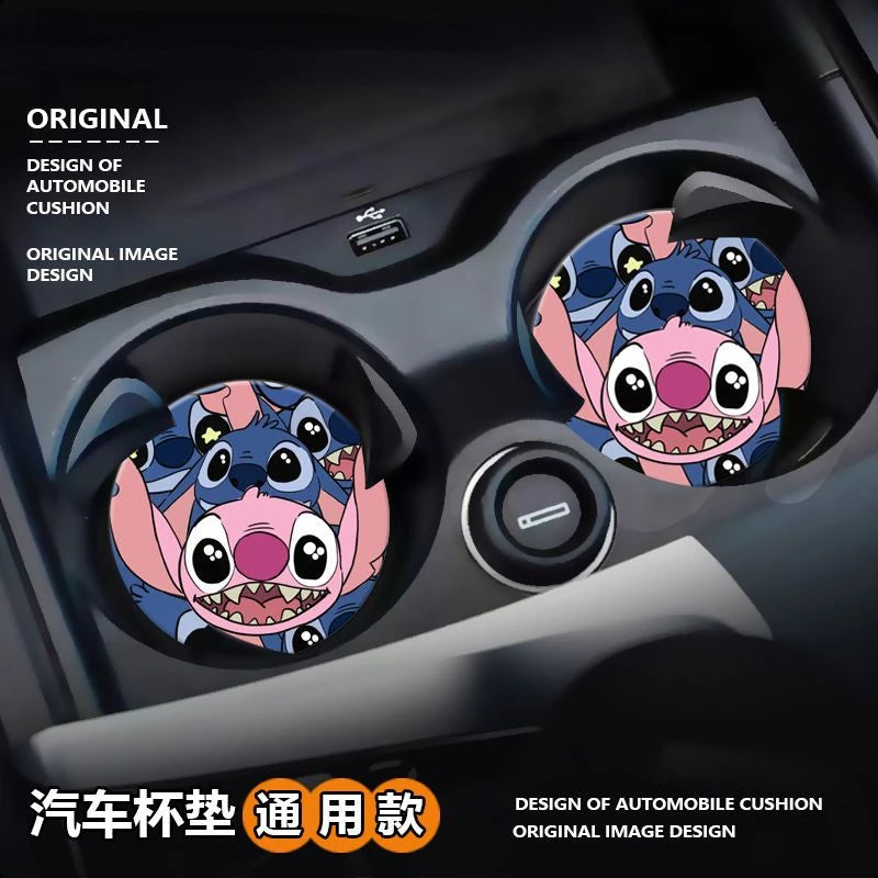 Stitch cute cartoon animation peripheral car storage non-slip mat car interior decoration creative personality water coaster