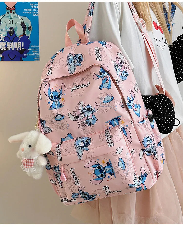 Cartoon Stitch Student Schoolbag Nylon Printed Versatile Large Capacity Lightweight Student Casual Bag Backpack Back to school