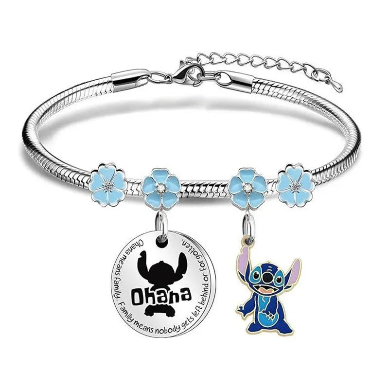 Cartoon Character Stitch Card Bracelet Adjustable Size Stainless Steel Bracelet Fashion Students Birthday Anime Accessories Gift