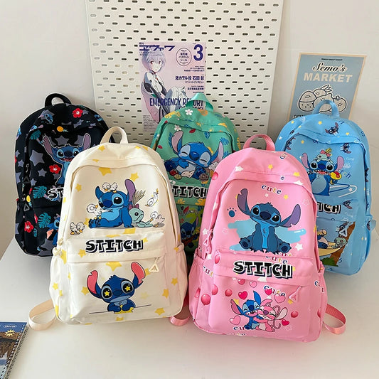 Stitch Cartoon Backpack, Large Capacity Daypack, Lightweight, Durable Nylon Schoolbag for Travel, Daily Commuting and School