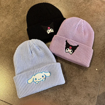 Stitch Knit Hat Cartoon Embroidered Benie Cap Cute Unisex Warm Stretchy Hats Christmas Gift for Adult Kids Outdoor Thermal Caps