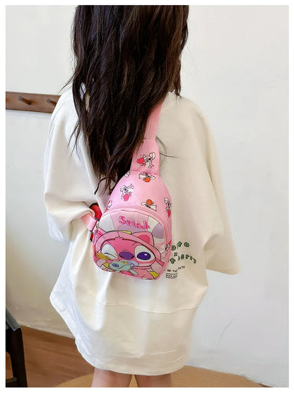 Kids Stitch Shoulder Bags Cartoon Chest Bag for Boys Girls Travel Satchel Casual Portable Totes Kawaii Backpacks Birthday Gifts