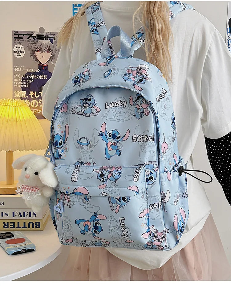 Cartoon Stitch Student Schoolbag Nylon Printed Versatile Large Capacity Lightweight Student Casual Bag Backpack Back to school