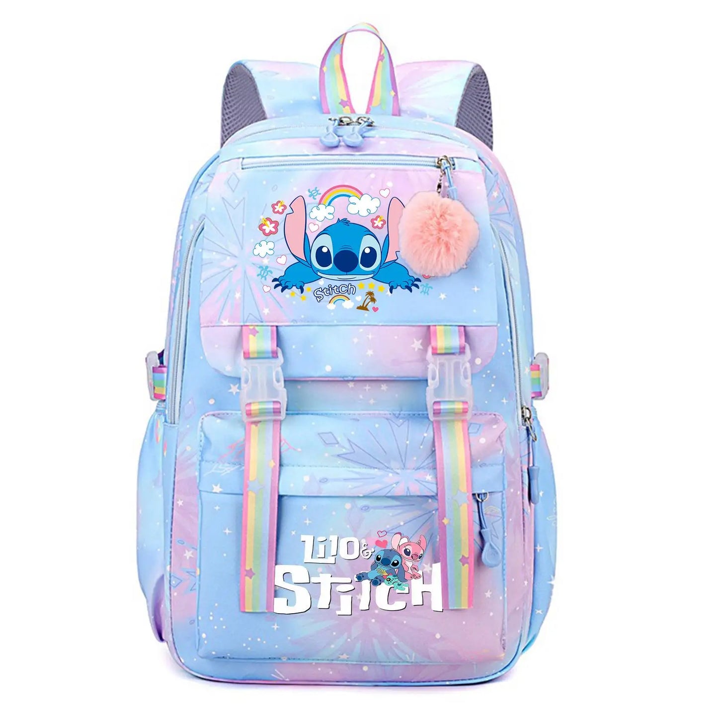 Stitch Large Capacity Backpack Casual Nylon Cute Daypack Cartoon Anime Schoolbag Girl Travel Commute Knapsack Mochila