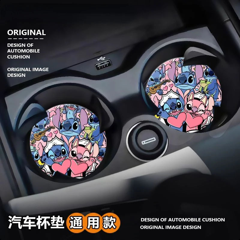 Stitch cute cartoon animation peripheral car storage non-slip mat car interior decoration creative personality water coaster