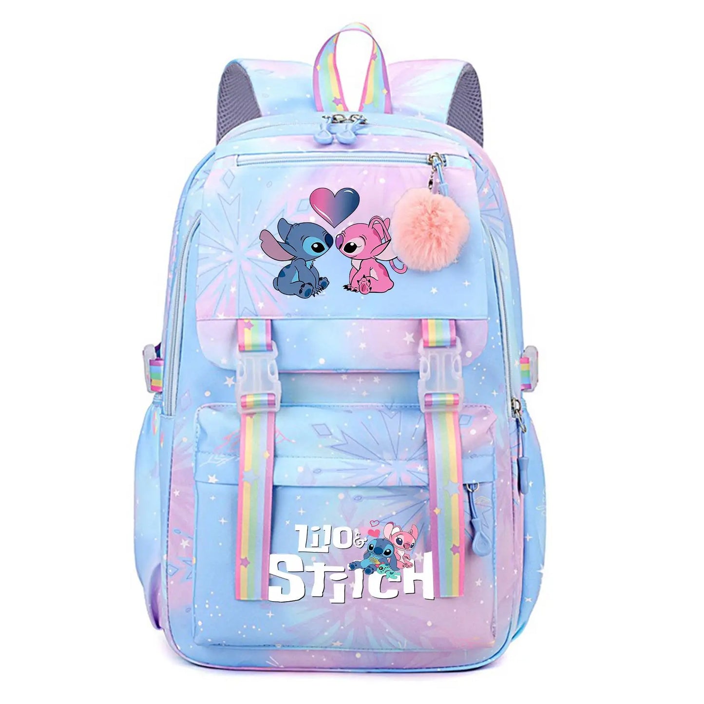 Stitch Large Capacity Backpack Casual Nylon Cute Daypack Cartoon Anime Schoolbag Girl Travel Commute Knapsack Mochila