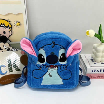 New Plush Backpack Ins Japanese Blue Stitch Funny Cartoon Large-Capacity Student Backpack Kindergarten Bag Child Gift