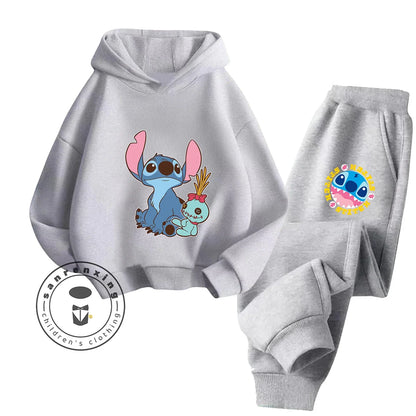 Stitch Fashion 2025 Cartoon Printed Hoodie Set 2D For Children Teenagers Boys Girls Casual Hot Sale Autumn Winter