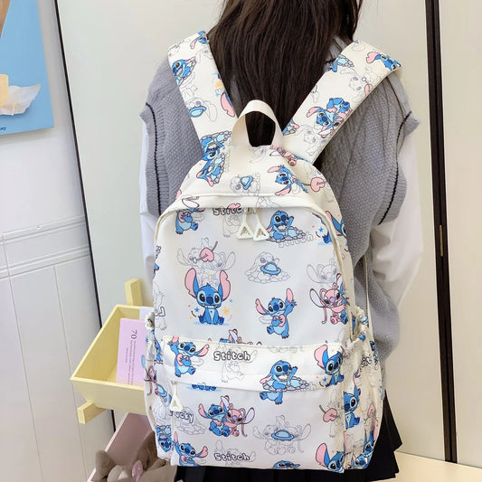 Stitch Cartoon Backpack Spacious Daypack Kawaii Lightweight Design Waterproof College Bag Functional Travel Essential 2025