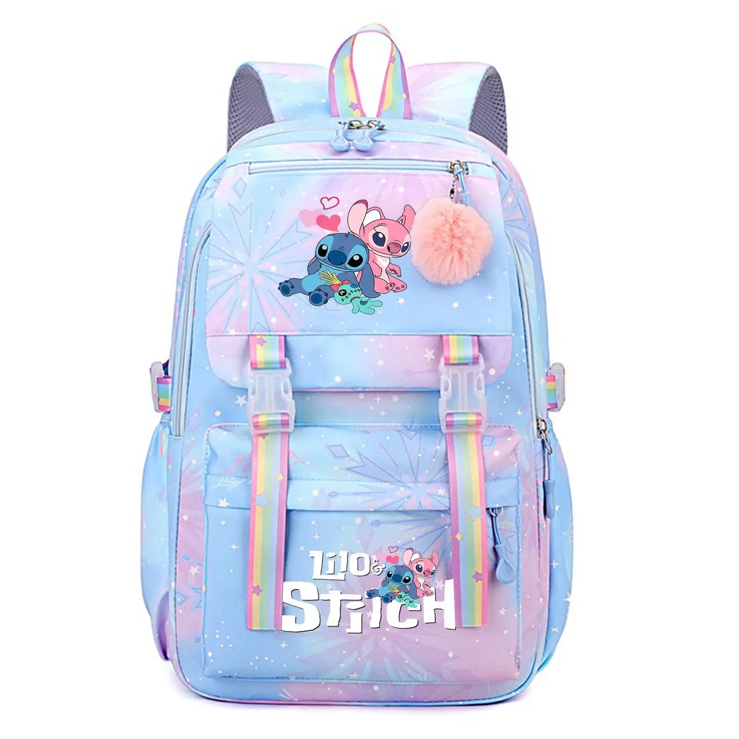 Stitch Large Capacity Backpack Casual Nylon Cute Daypack Cartoon Anime Schoolbag Girl Travel Commute Knapsack Mochila