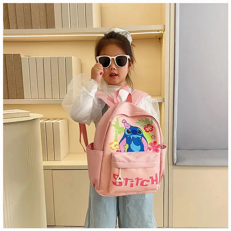 New Lilo&Stitch Backpack Cartoon Character Stitch Printed Accessories Children's Backpack Student Cartoon Pink Backpack Gift
