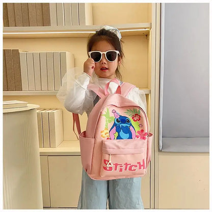 New Lilo&Stitch Backpack Cartoon Character Stitch Printed Accessories Children's Backpack Student Cartoon Pink Backpack Gift