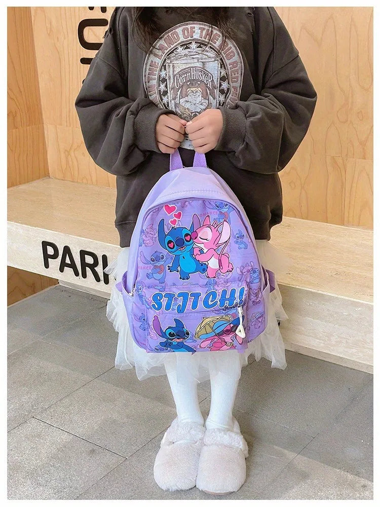 Stitch Fashion Nylon Backpack, Cartoon Stitch Print Daypack, Suitable for School And Light Travel Backpack for Kids And Girls