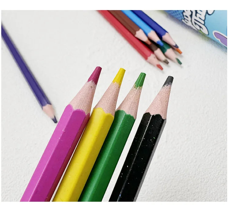 Cartoon Stitch 24 Color Graffiti Pen Art Drawing Pencils Wooden Colour Pencil School Stationery Students Toys Christmas Gifts