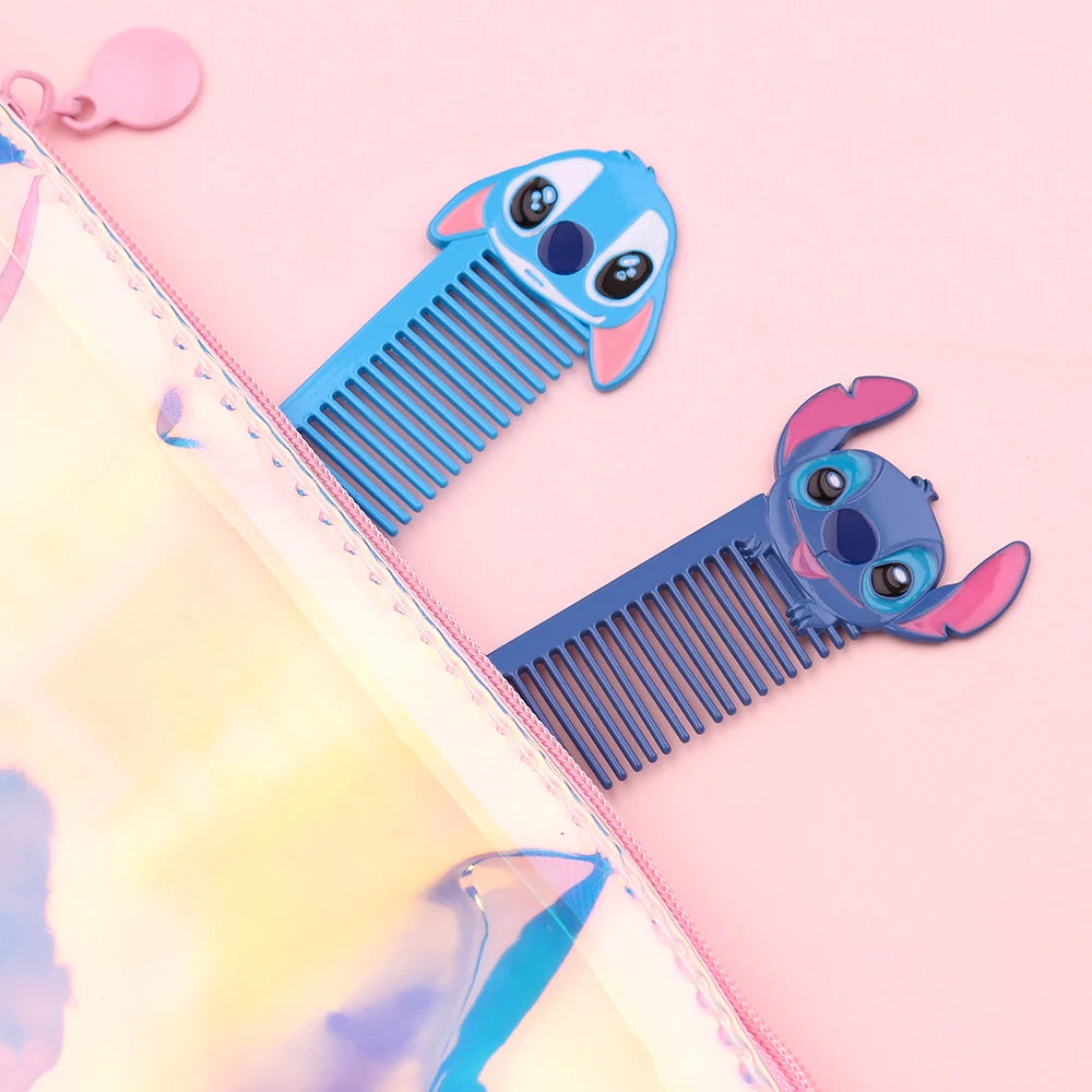 Cartoon cute Stitch makeup brush, soft fiber makeup brush, Stitch portable comb, Stitch eye shadow brush, suitable for girls' bi