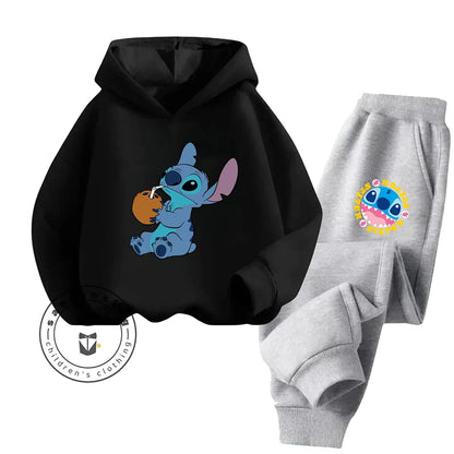 Stitch Fashion 2025 Cartoon Printed Hoodie Set 2D For Children Teenagers Boys Girls Casual Hot Sale Autumn Winter