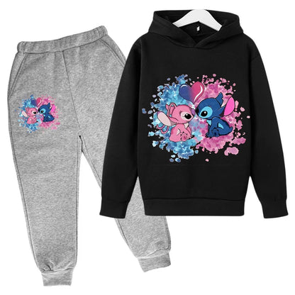 Stitch Man Spring and Autumn Boys and Girls Fashion Casual Sports Hoodies and Pants Set
