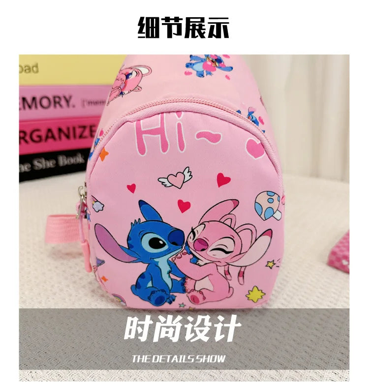 Kids Stitch Shoulder Bags Cartoon Chest Bag for Boys Girls Travel Satchel Casual Portable Totes Kawaii Backpacks Birthday Gifts