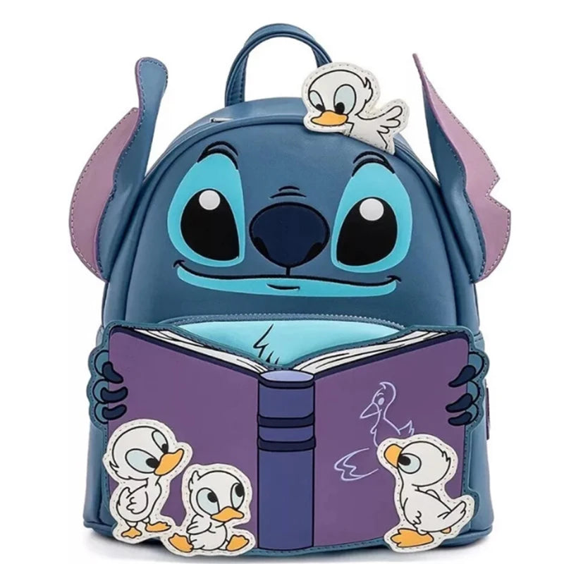 Stitch Children's Backpack Baby Lady Bags Stitch PU Leather Women Double Shoulder Bags