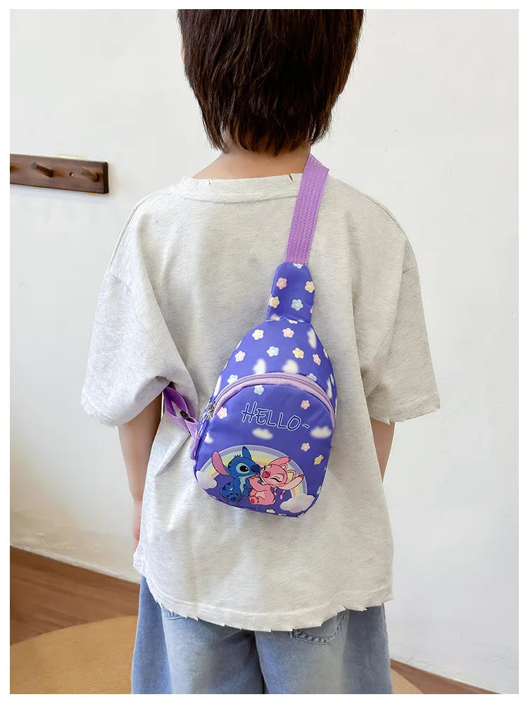 Kids Stitch Shoulder Bags Cartoon Chest Bag for Boys Girls Travel Satchel Casual Portable Totes Kawaii Backpacks Birthday Gifts