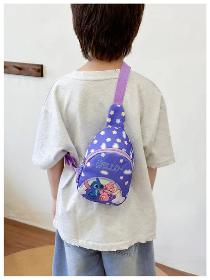 Kids Stitch Shoulder Bags Cartoon Chest Bag for Boys Girls Travel Satchel Casual Portable Totes Kawaii Backpacks Birthday Gifts