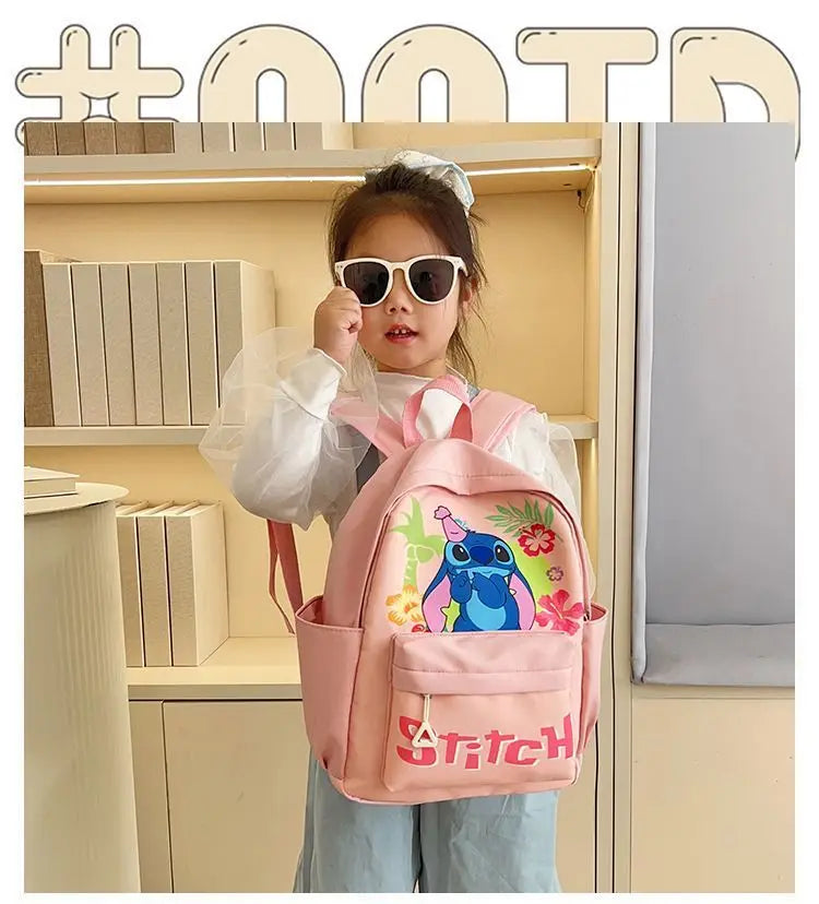 New Lilo&Stitch Backpack Cartoon Character Stitch Printed Accessories Children's Backpack Student Cartoon Pink Backpack Gift