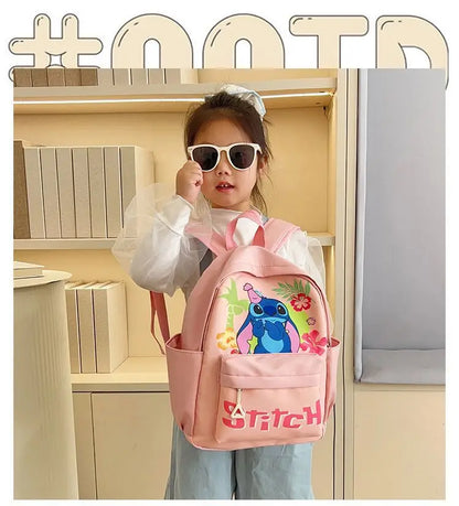 New Lilo&Stitch Backpack Cartoon Character Stitch Printed Accessories Children's Backpack Student Cartoon Pink Backpack Gift