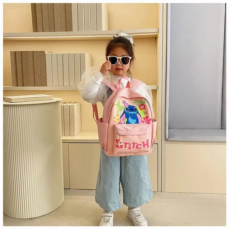 New Lilo&Stitch Backpack Cartoon Character Stitch Printed Accessories Children's Backpack Student Cartoon Pink Backpack Gift
