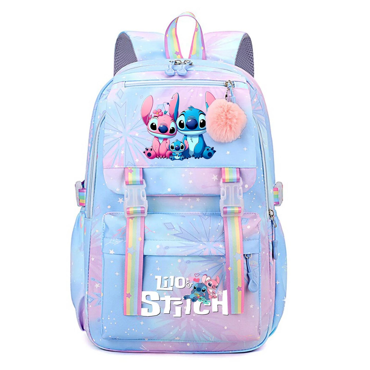 Stitch Large Capacity Backpack Casual Nylon Cute Daypack Cartoon Anime Schoolbag Girl Travel Commute Knapsack Mochila