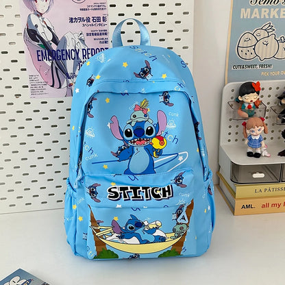 Stitch Cartoon Backpack, Large Capacity Daypack, Lightweight, Durable Nylon Schoolbag for Travel, Daily Commuting and School