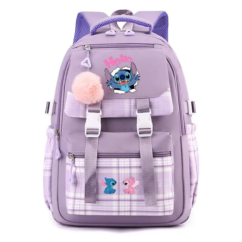 Stitch School Bags High School Student Backpack Female Large Capacity Junior High School Laptop Mochila Escolar