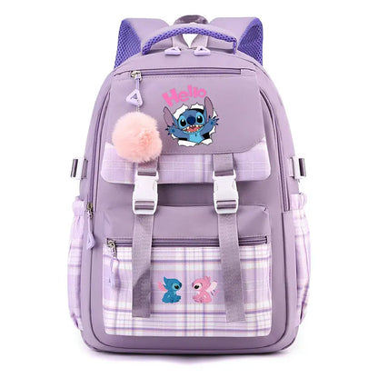 Stitch School Bags High School Student Backpack Female Large Capacity Junior High School Laptop Mochila Escolar