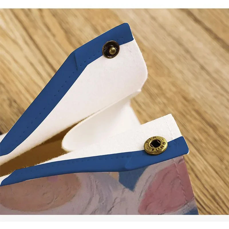 Stitch Tissue Boxes Waterproof Leather Napkin Holder Portable Foldable Car Tissue Box Bathroom Kitchen Tissue Storage Box