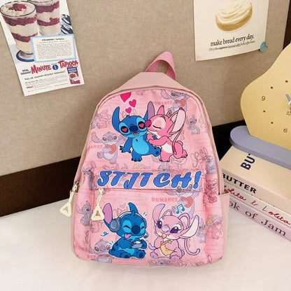 Stitch Print Backpack, Nylon Daypack, Kids And Girls College Style Schoolbag, Ideal Gift for School, Travel, Daily Commuting