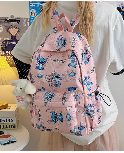 Cartoon Stitch Student Schoolbag Nylon Printed Versatile Large Capacity Lightweight Student Casual Bag Backpack Back to school